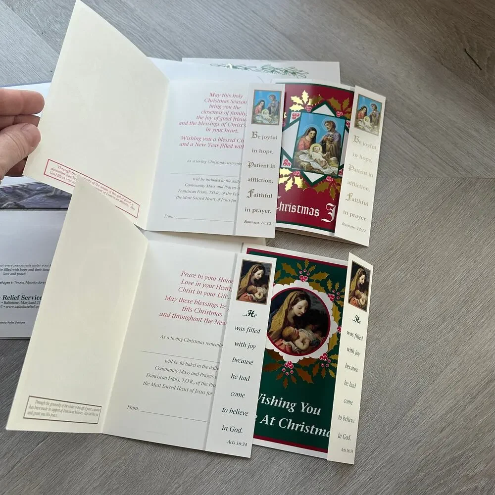 Vintage Religious Catholic Christmas Cards CRS Lot Bundle Ephemera Junk Journal